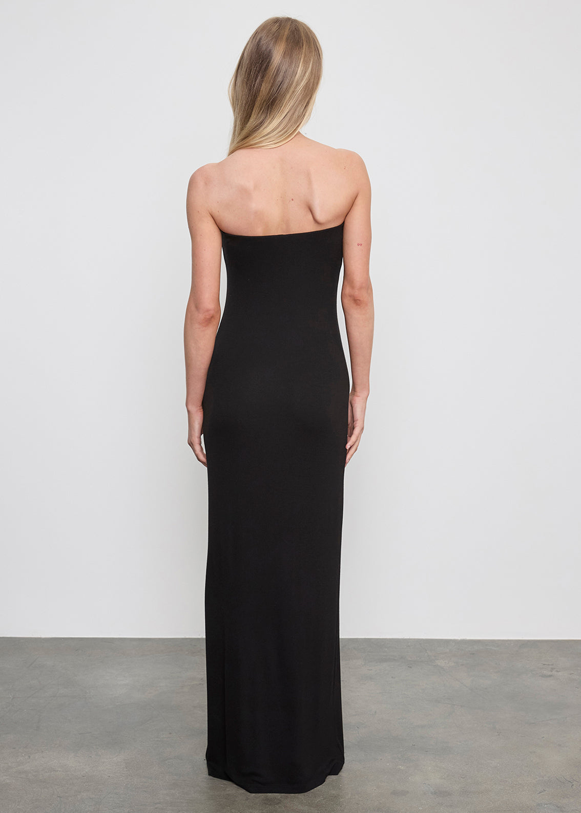 Silk Rib Fluid Strapless Maxi
