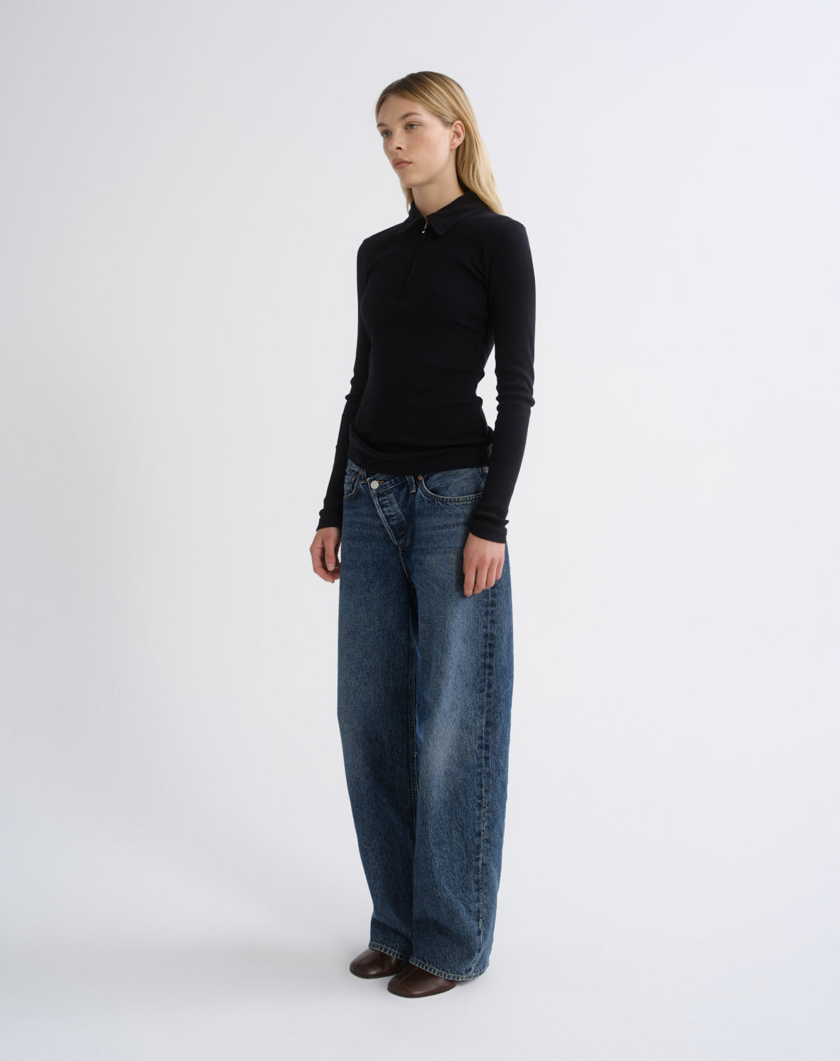 Amica Zip Polo in Obscura