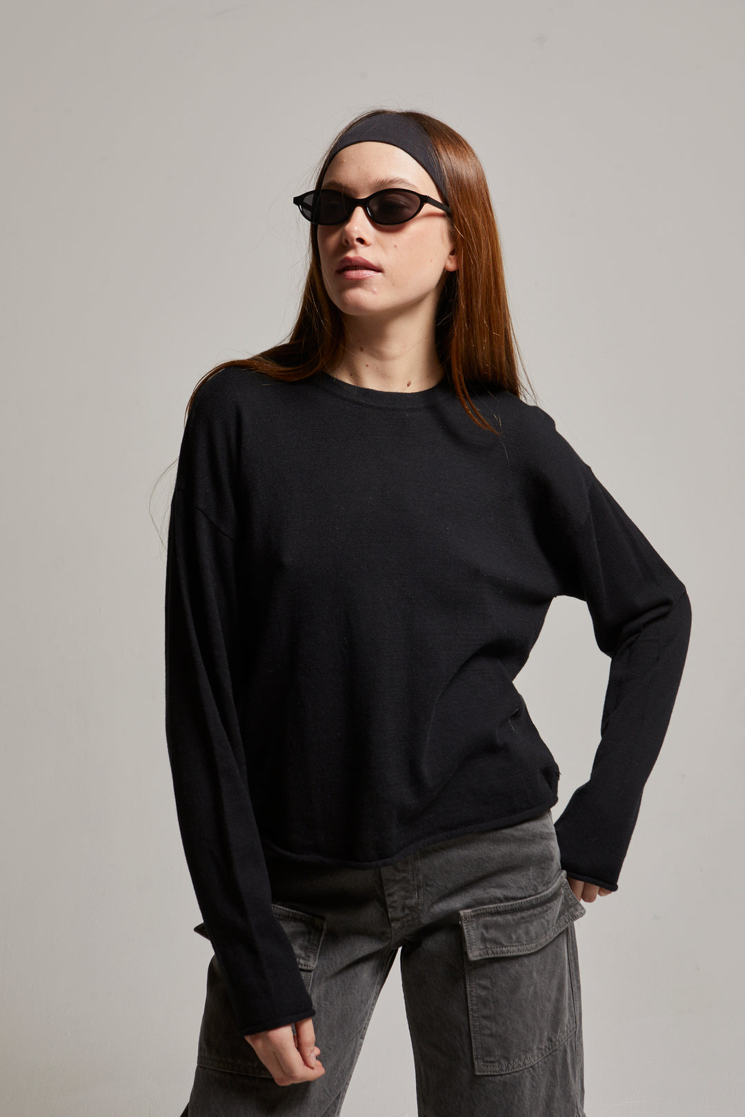 Sofie Raw Hem Crew Sweater