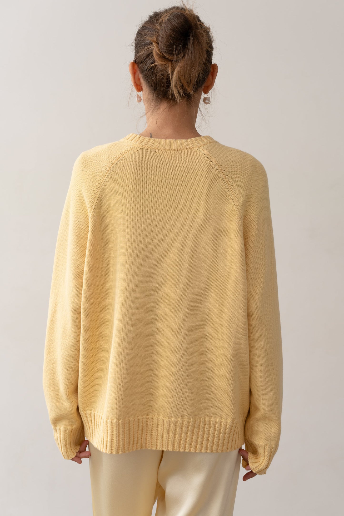 Cotton Knit V Neck Sweater