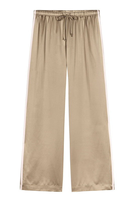 Silk Stripe Crop Pant - Shitake