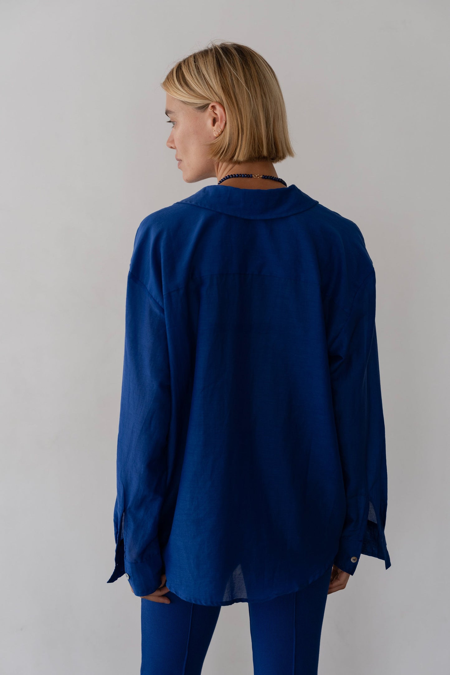 Silk Cotton Sheer Shirt Azure