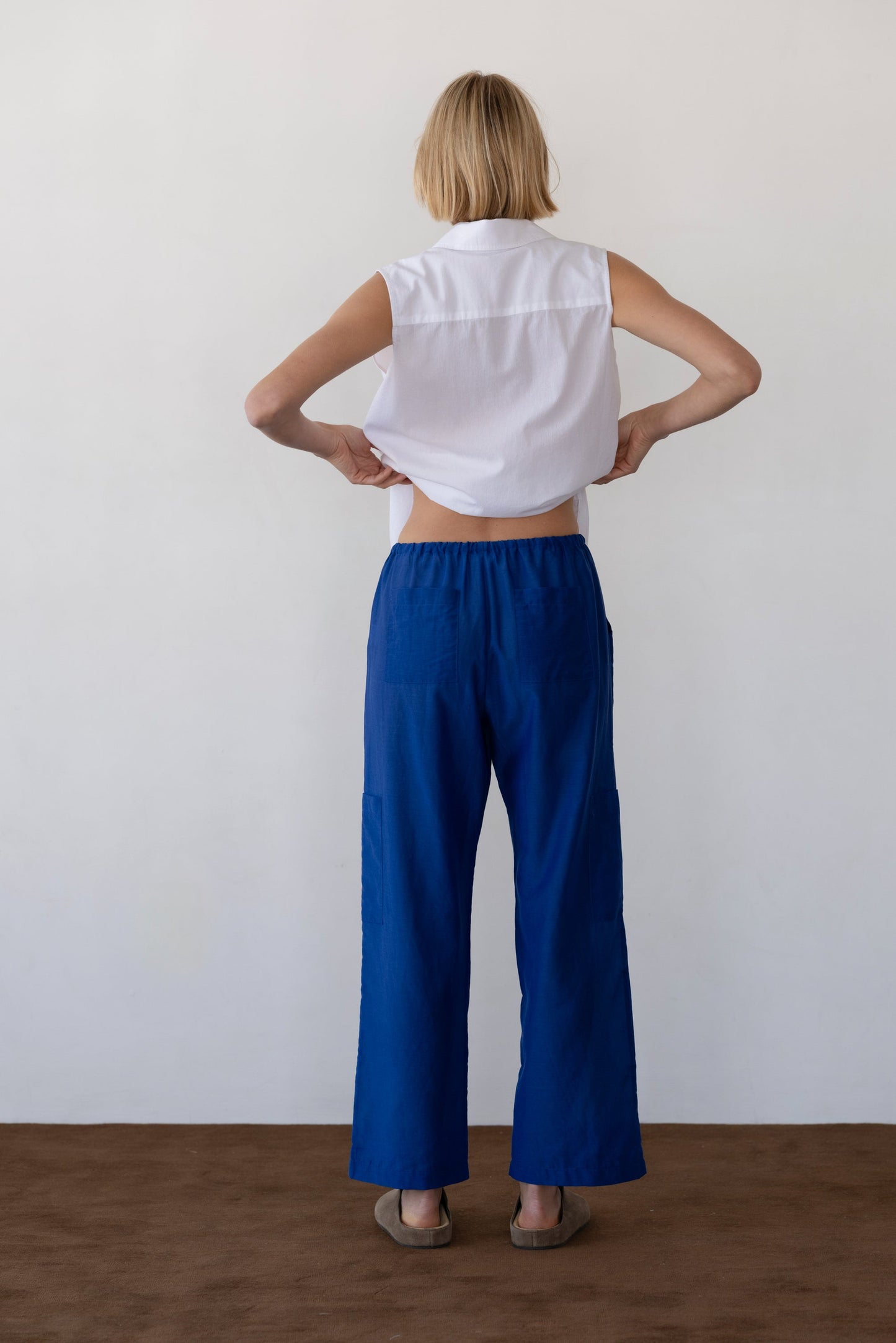 Silk Cotton Sheer Cargo Pant Azure