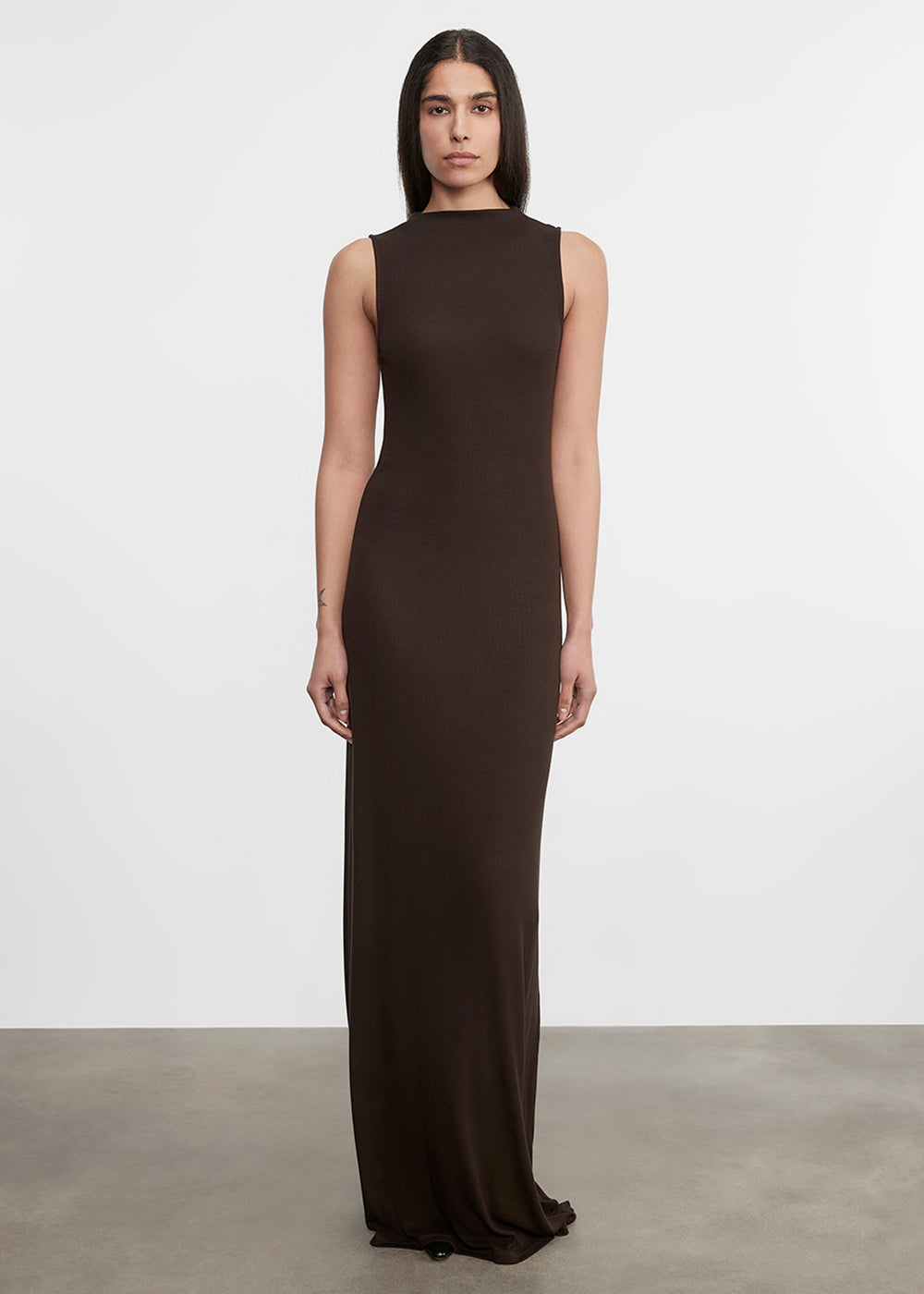 Silk Rib Mockneck Fluid Dress