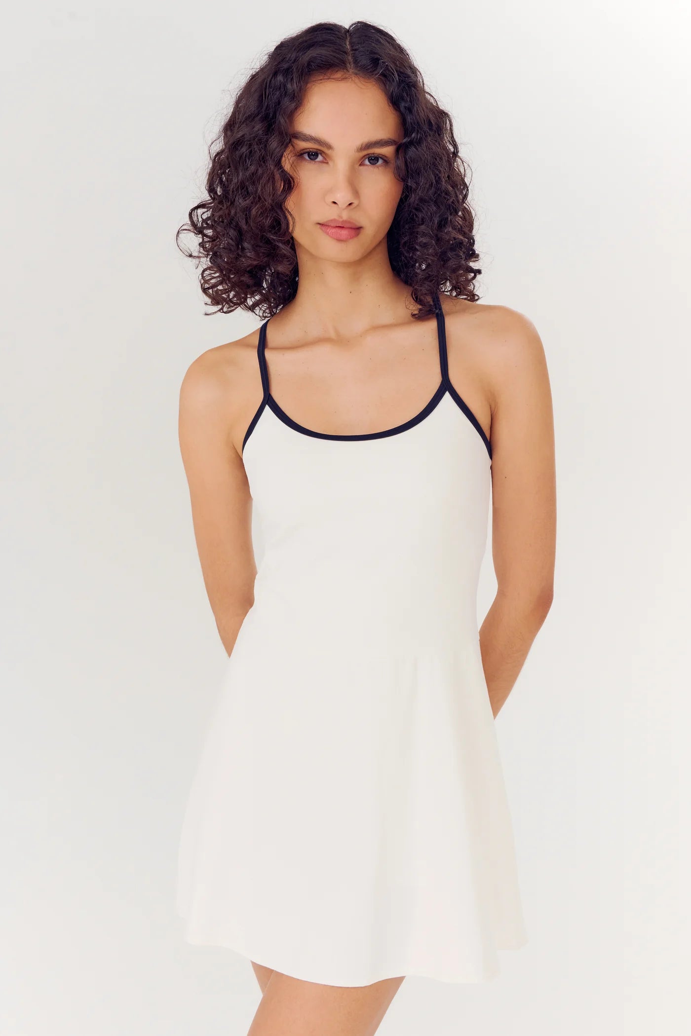 Simona Airweight Tank Dress - White/Indigo