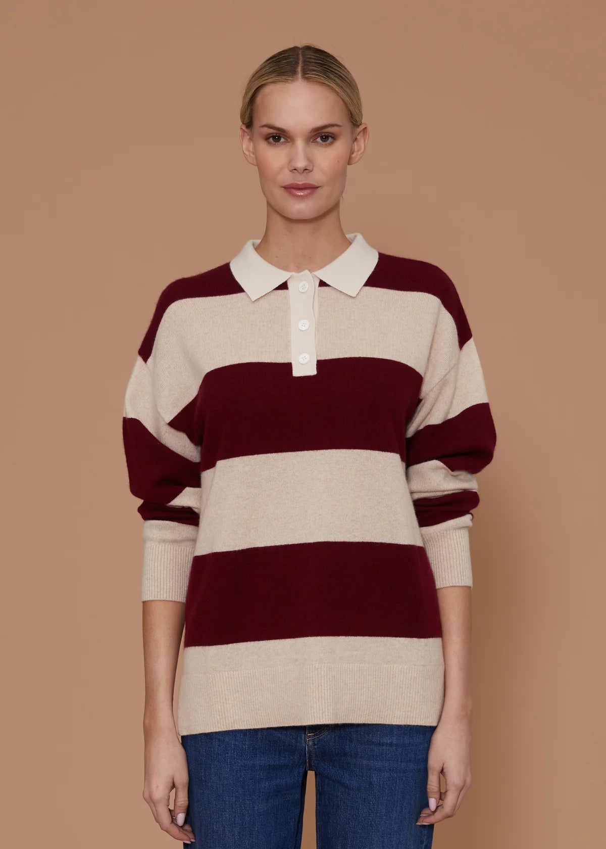Cashmere Stripe Polo