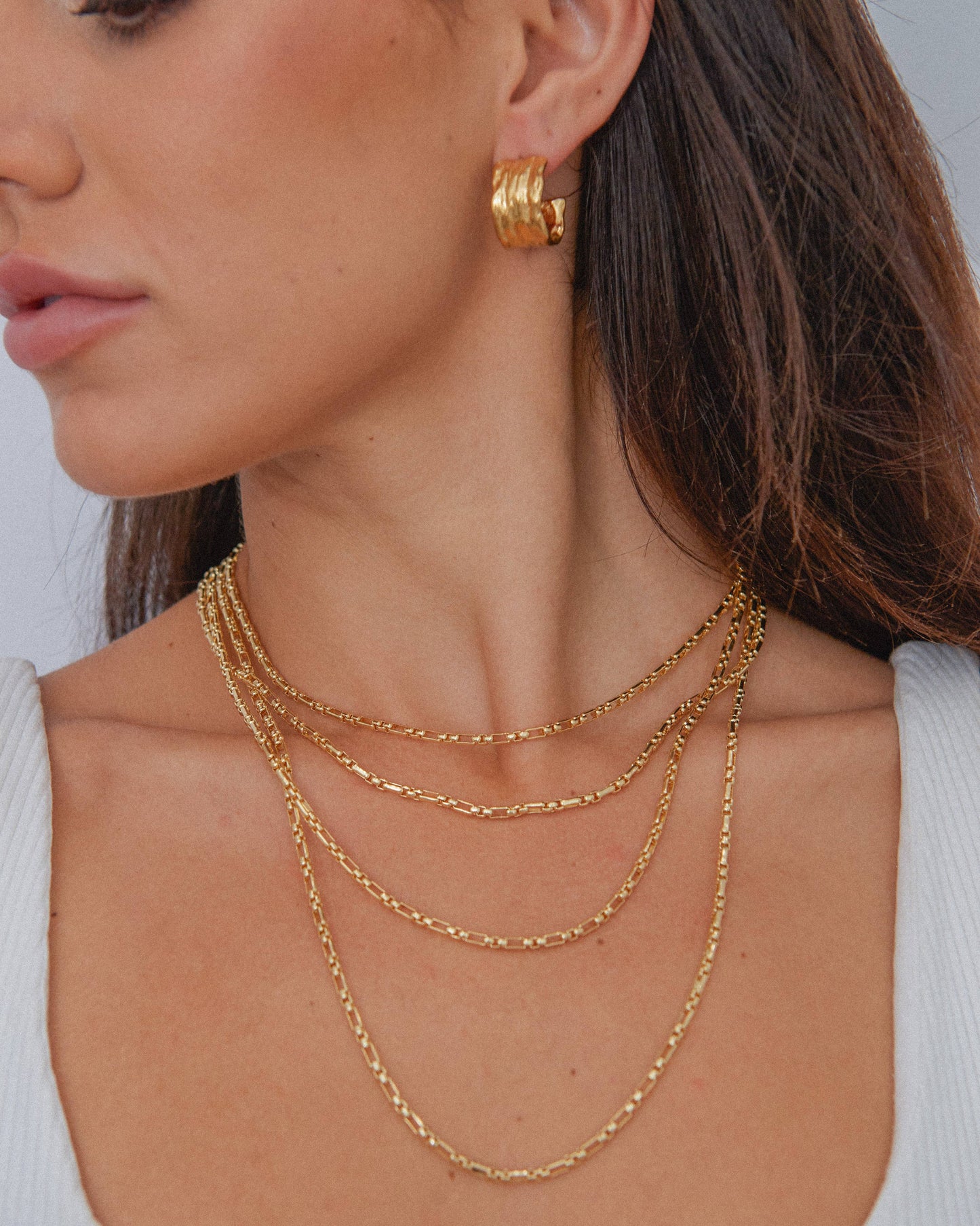 Gina 18K Gold Plated Hammered Hoop Earrings