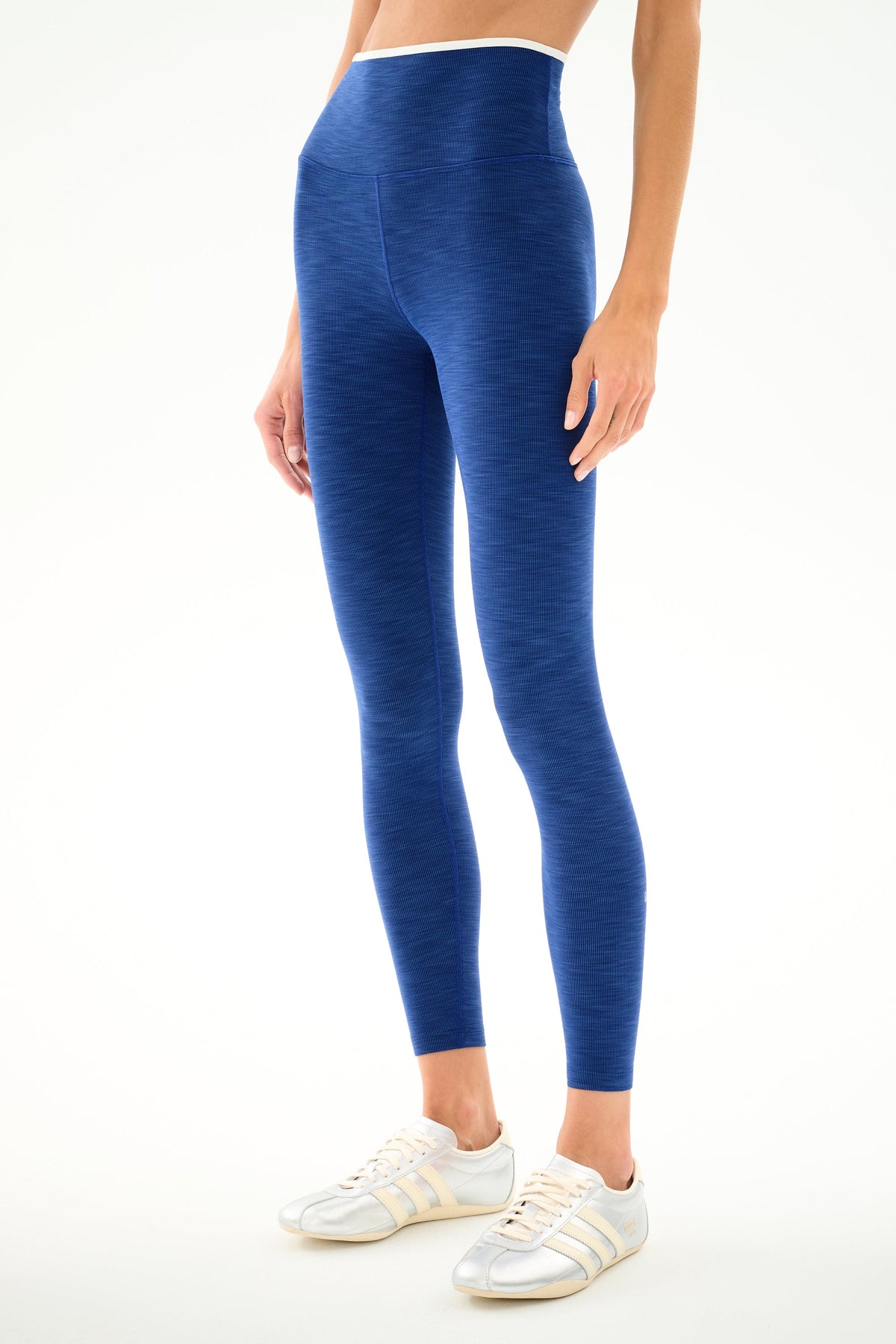 Hayley Active Rib 7/8 Legging – Heather Cobalt/White