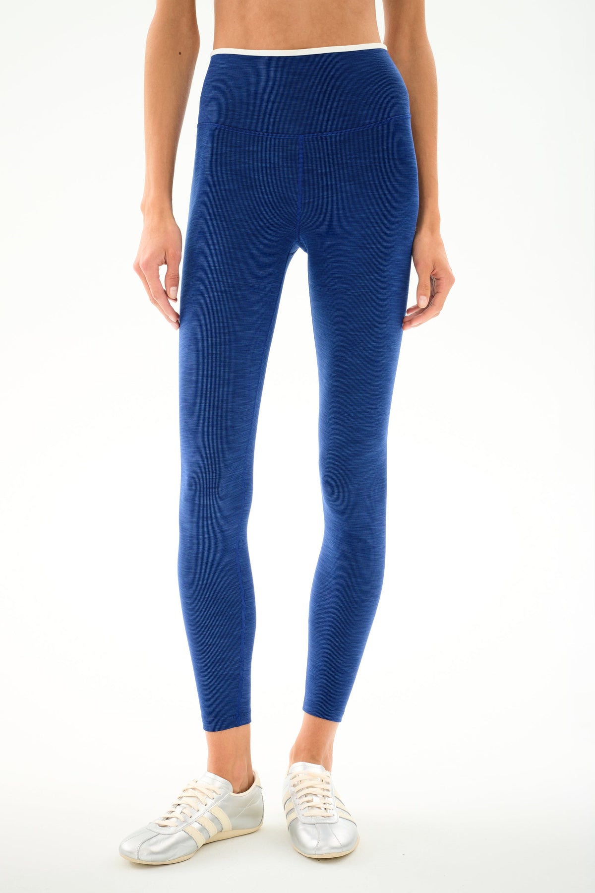 Hayley Active Rib 7/8 Legging – Heather Cobalt/White