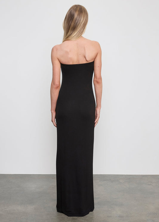 Silk Rib Fluid Strapless Maxi