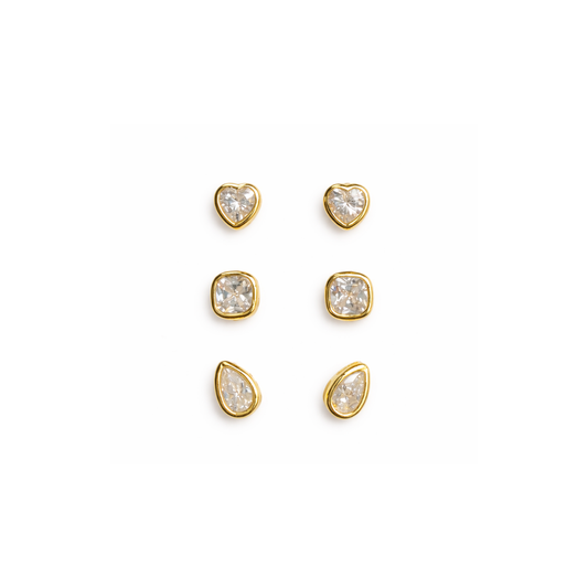 Lizzie Cz Bezel Earring Set