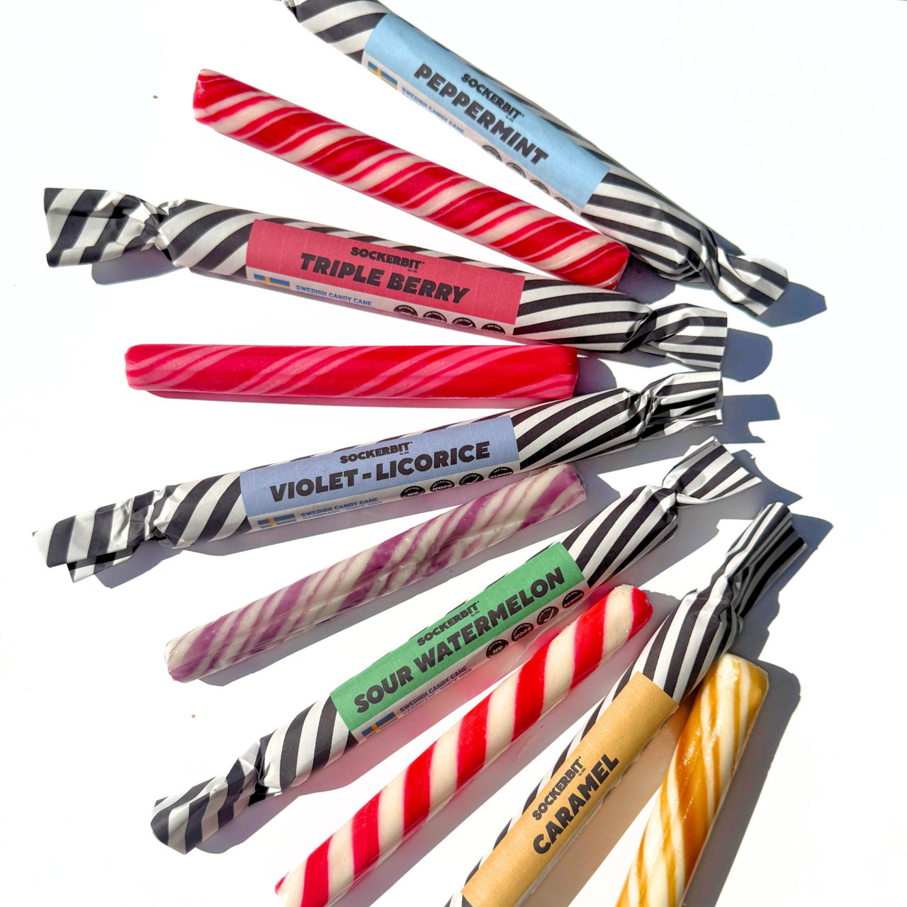 Swedish Candy Canes - Pack of 20 Assorted Flavors