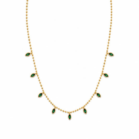 Beaded Emerald Marquise Necklace