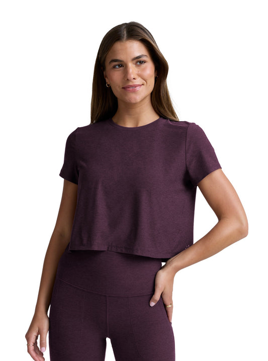 Featherweight Cropped Tee in Eggplant
