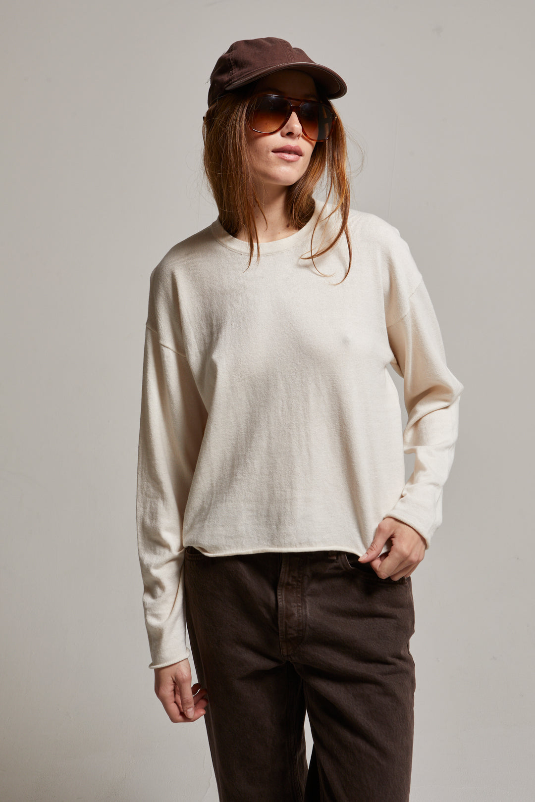 Sofie Raw Hem Crew Sweater