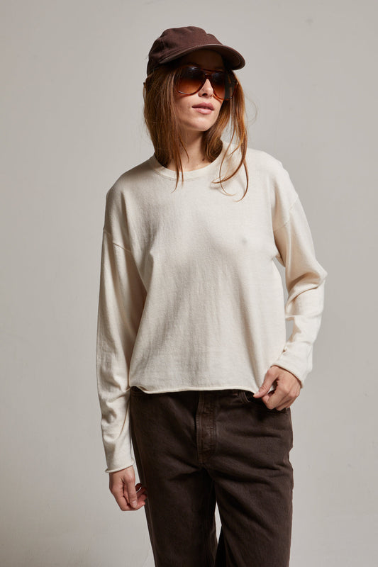 Sofie Raw Hem Crew Sweater