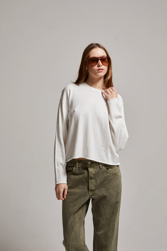 Sofie Raw Hem Crew Sweater