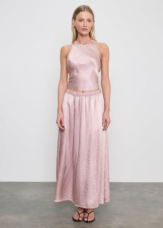 Textured Satin Halter Scarf Top