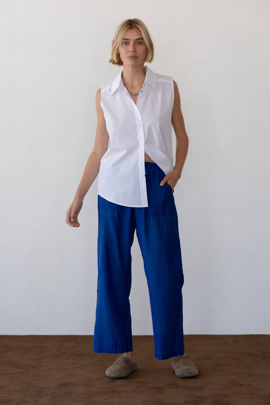 Silk Cotton Sheer Cargo Pant Azure