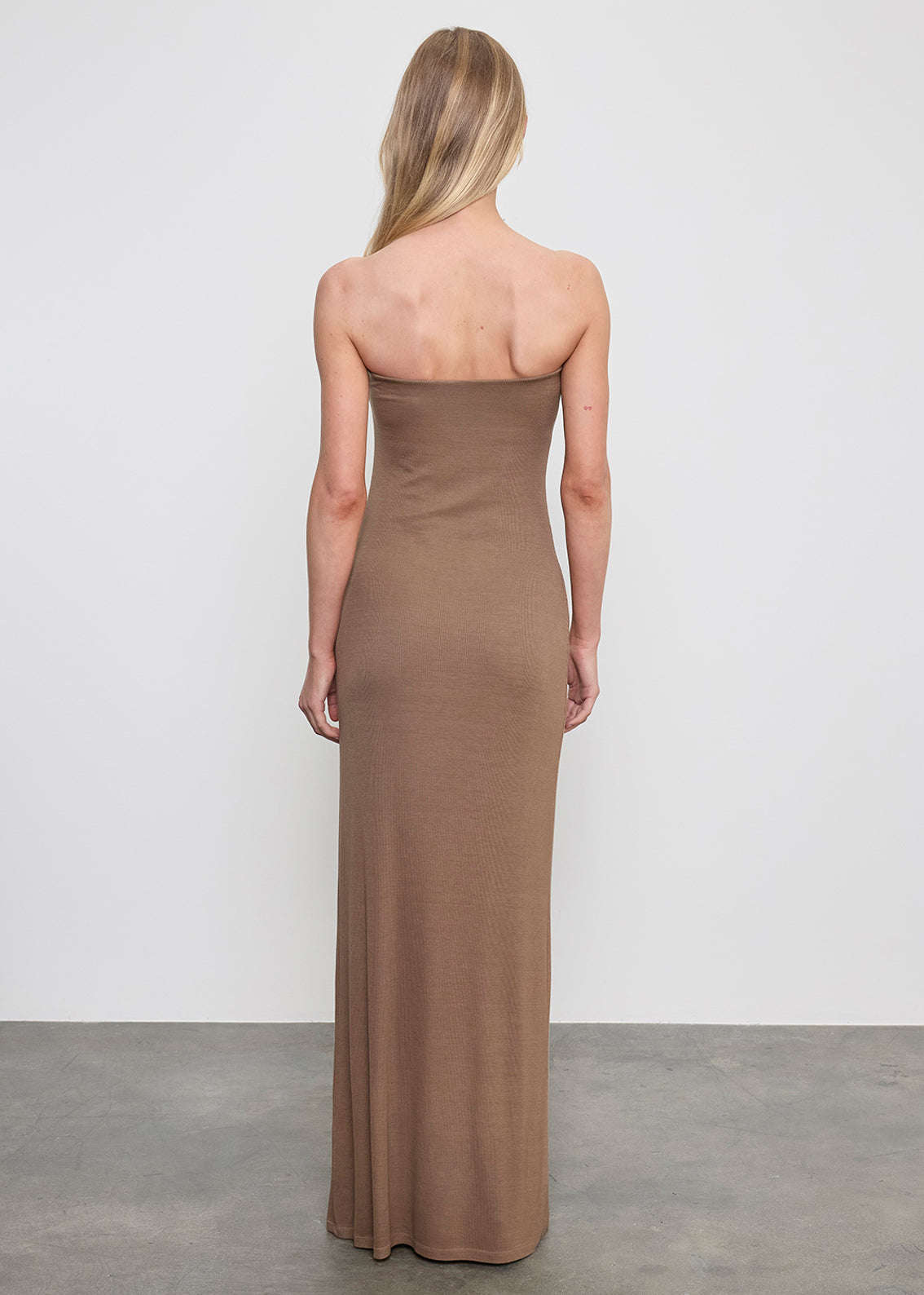 Silk Rib Fluid Strapless Maxi