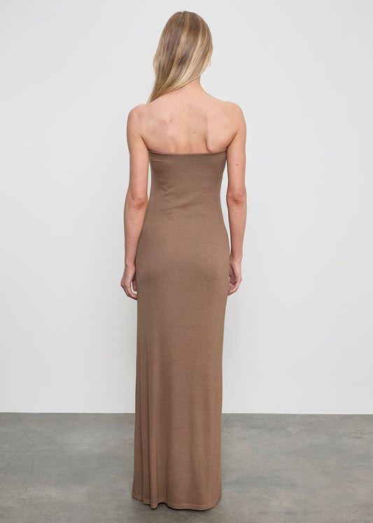 Silk Rib Fluid Strapless Maxi