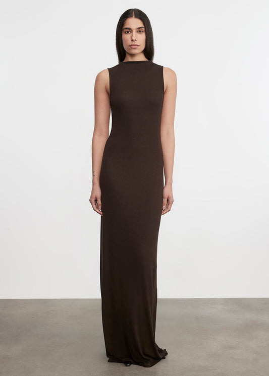 Silk Rib Mockneck Fluid Dress