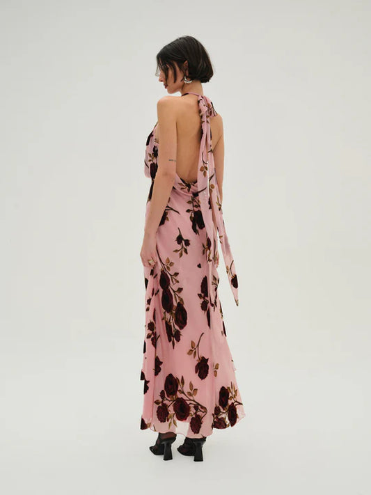 Rose Velvet Maxi Dress
