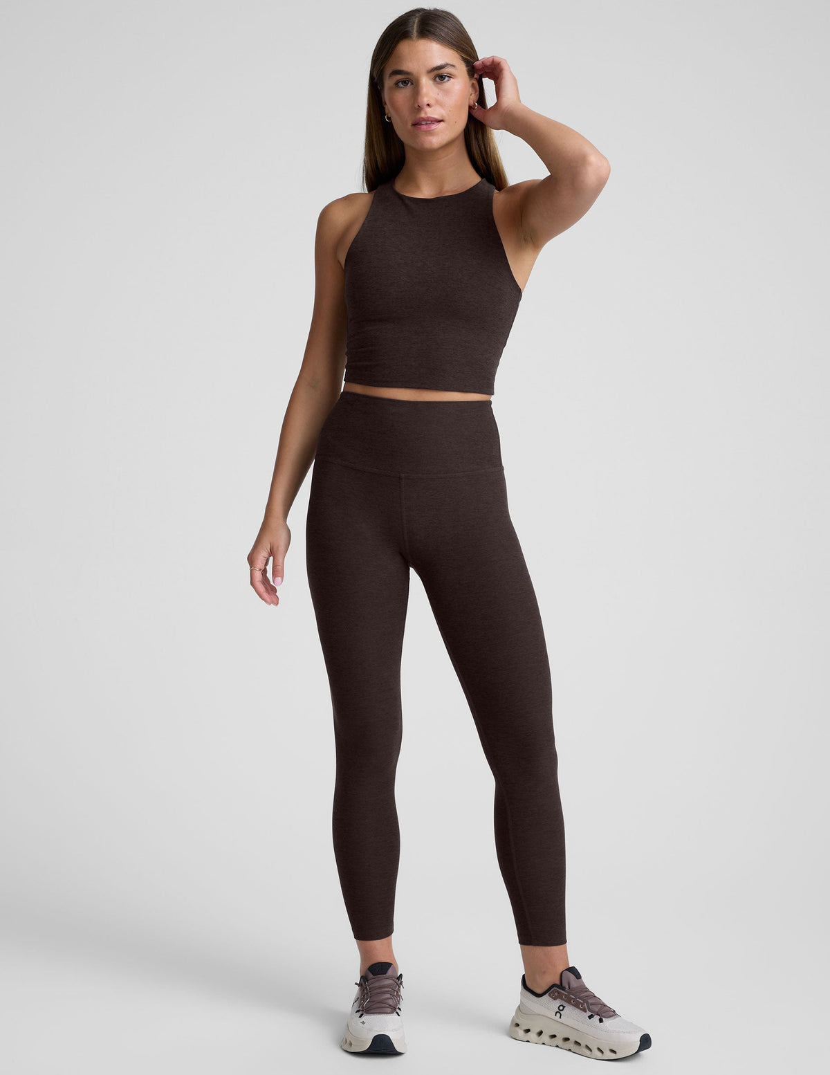 Spacedye Caught in the Midi High Waisted Legging in Dark Chocolate Heather