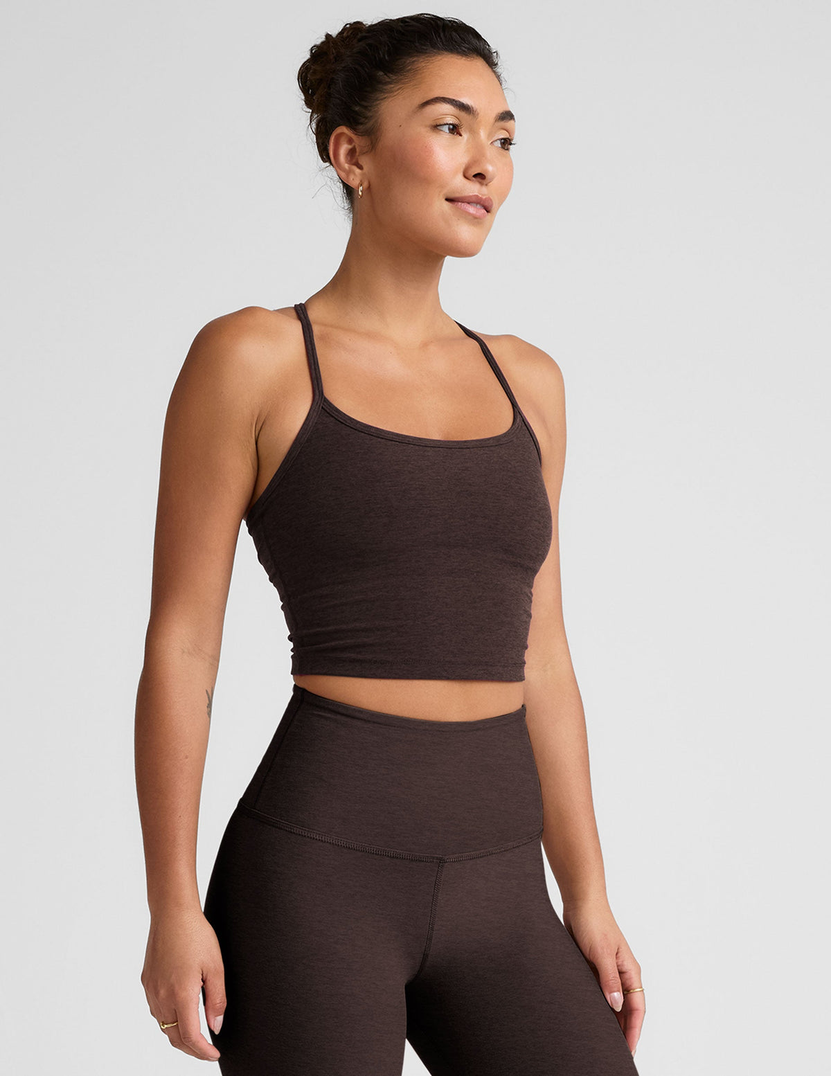 Spacedye Slim Racerback Cropped Tank in Dark Chocolate Heather