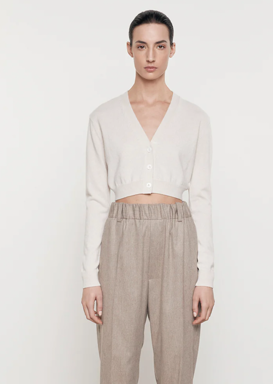 Cashmere Cropped V Neck Cardigan