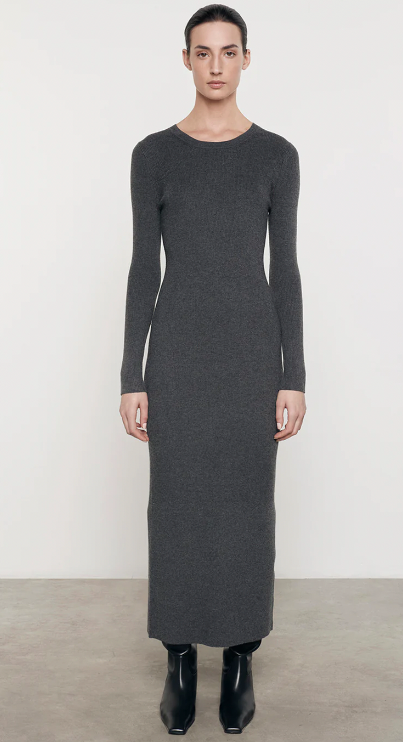 Silk Sweater Rib L/S Dress