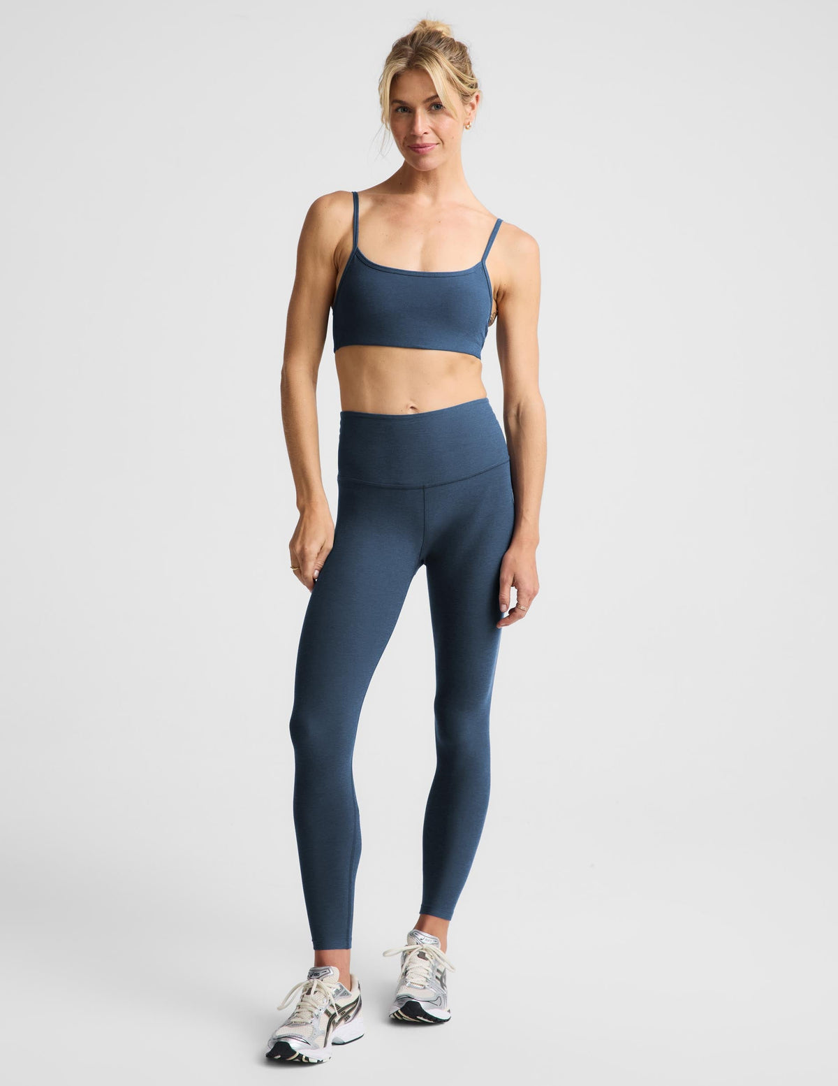 Spacedye Caught in the Midi High Waisted Legging in Blue Tundra Heather