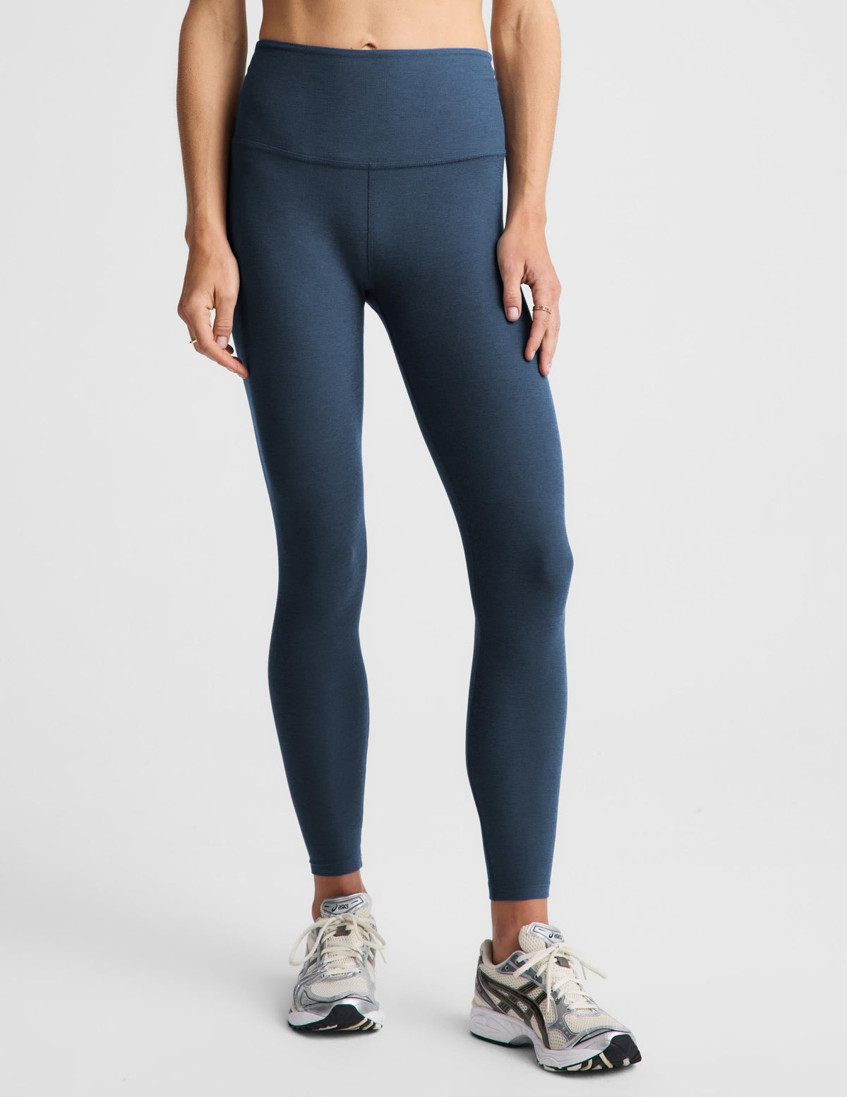 Spacedye Caught in the Midi High Waisted Legging in Blue Tundra Heather