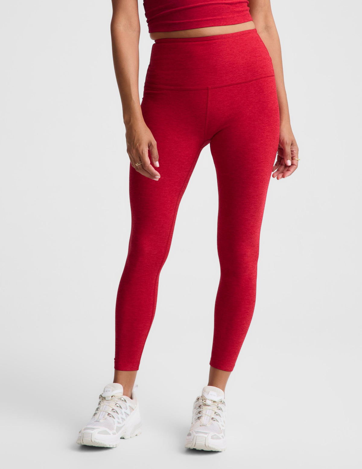 Spacedye Caught in the Midi High Waisted Legging in Scarlet Red Heather