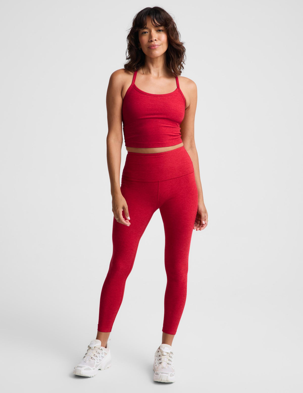 Spacedye Caught in the Midi High Waisted Legging in Scarlet Red Heather