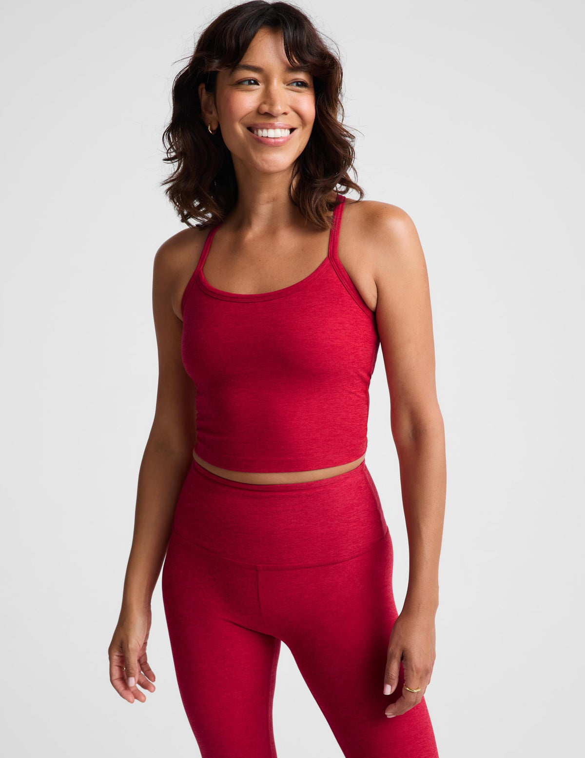 Spacedye Slim Racerback Cropped Tank in Scarlet Red Heather