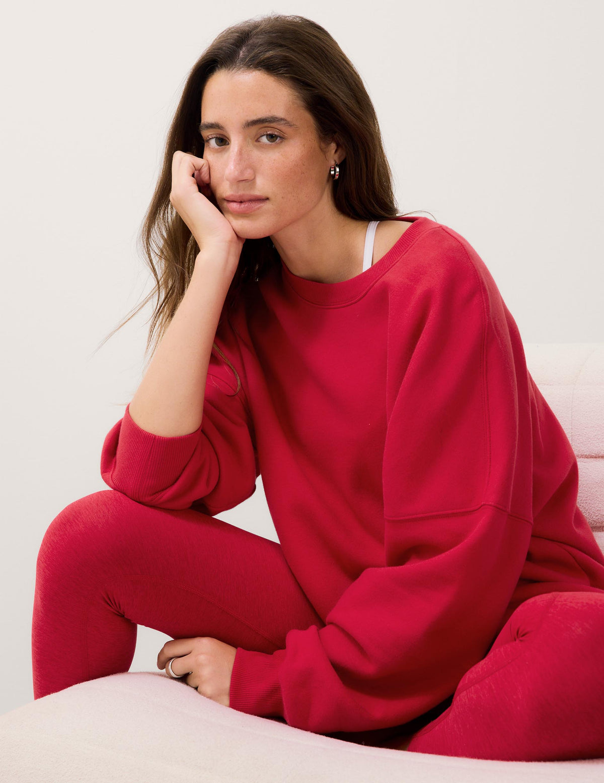 LuxeFleece 2.0 Oversized Crewneck in Scarlet Red
