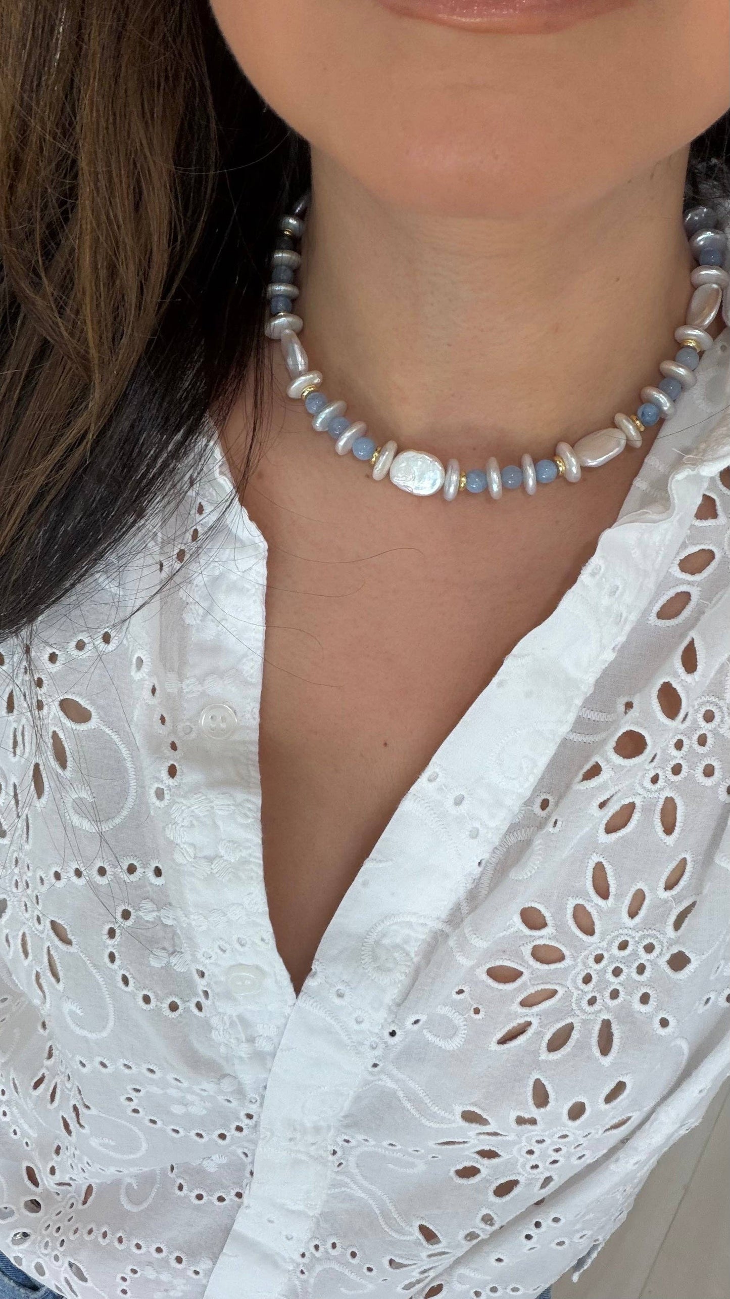 Aquamarine & Pearl Necklace