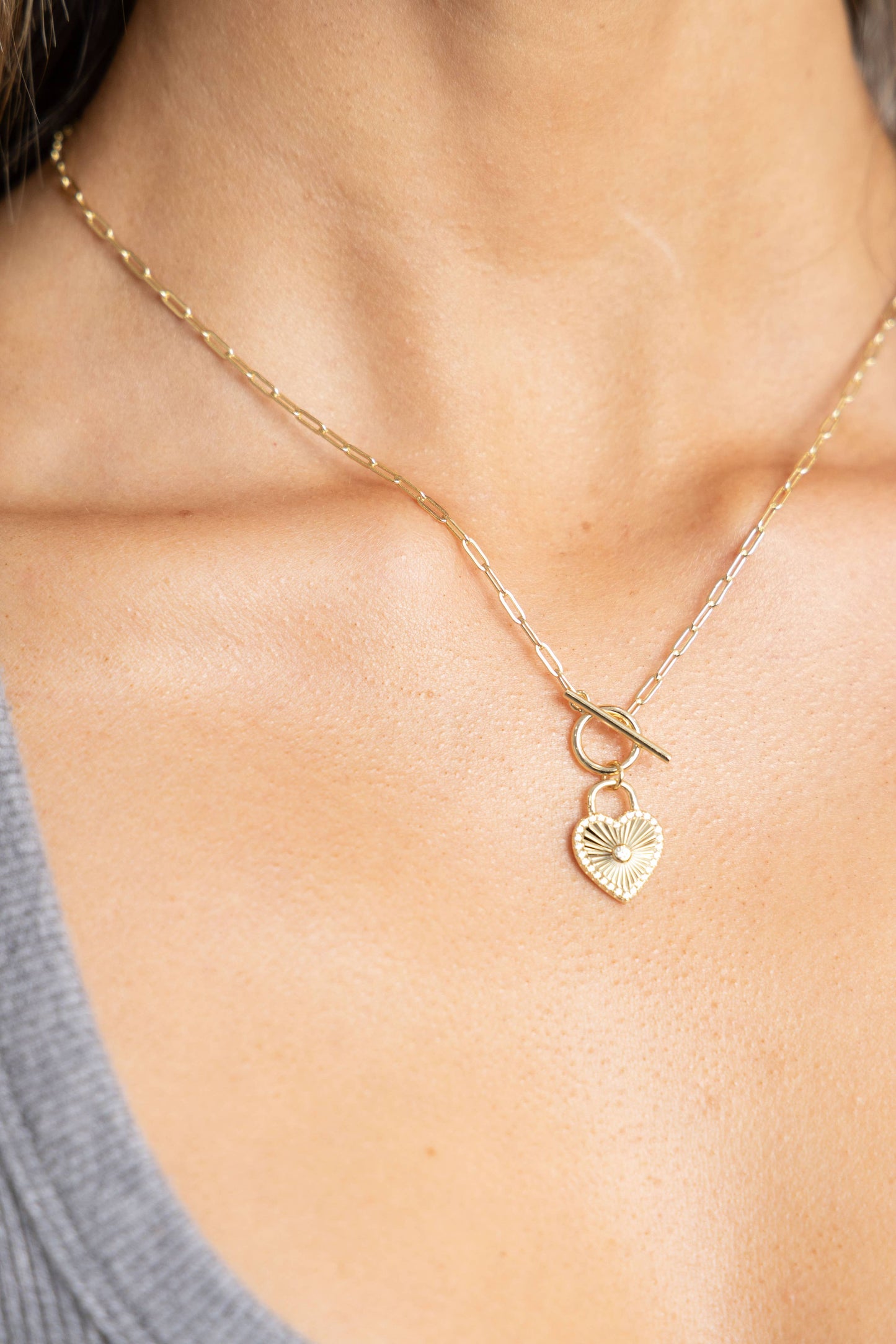 Heart Locked Toggle Necklace