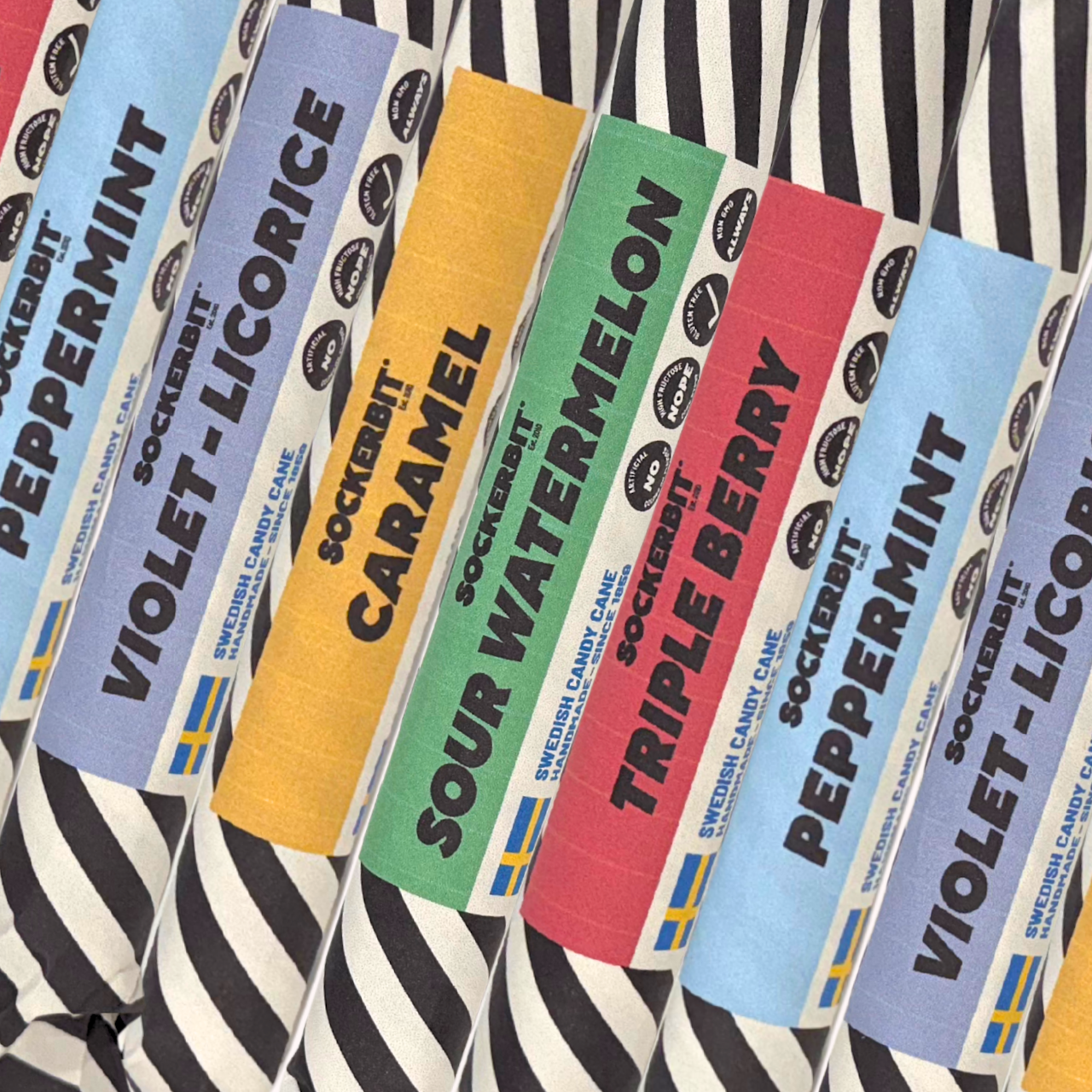 Swedish Candy Canes - Pack of 20 Assorted Flavors